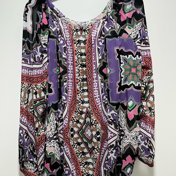 Hale Bob Women’s Tunic Open Sleeves Sheer Large - Picture 6 of 9